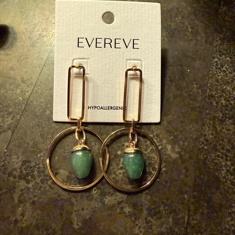Evereve Gold Earrings with Teal Drop